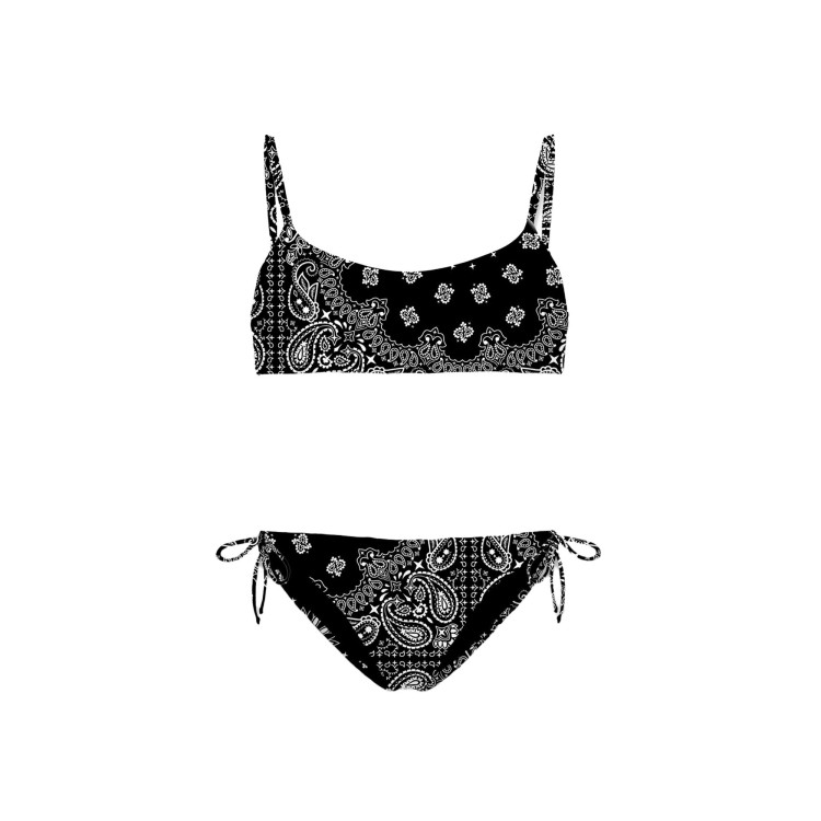SAINT BARTH Bikini nero con stampa bandana bambina