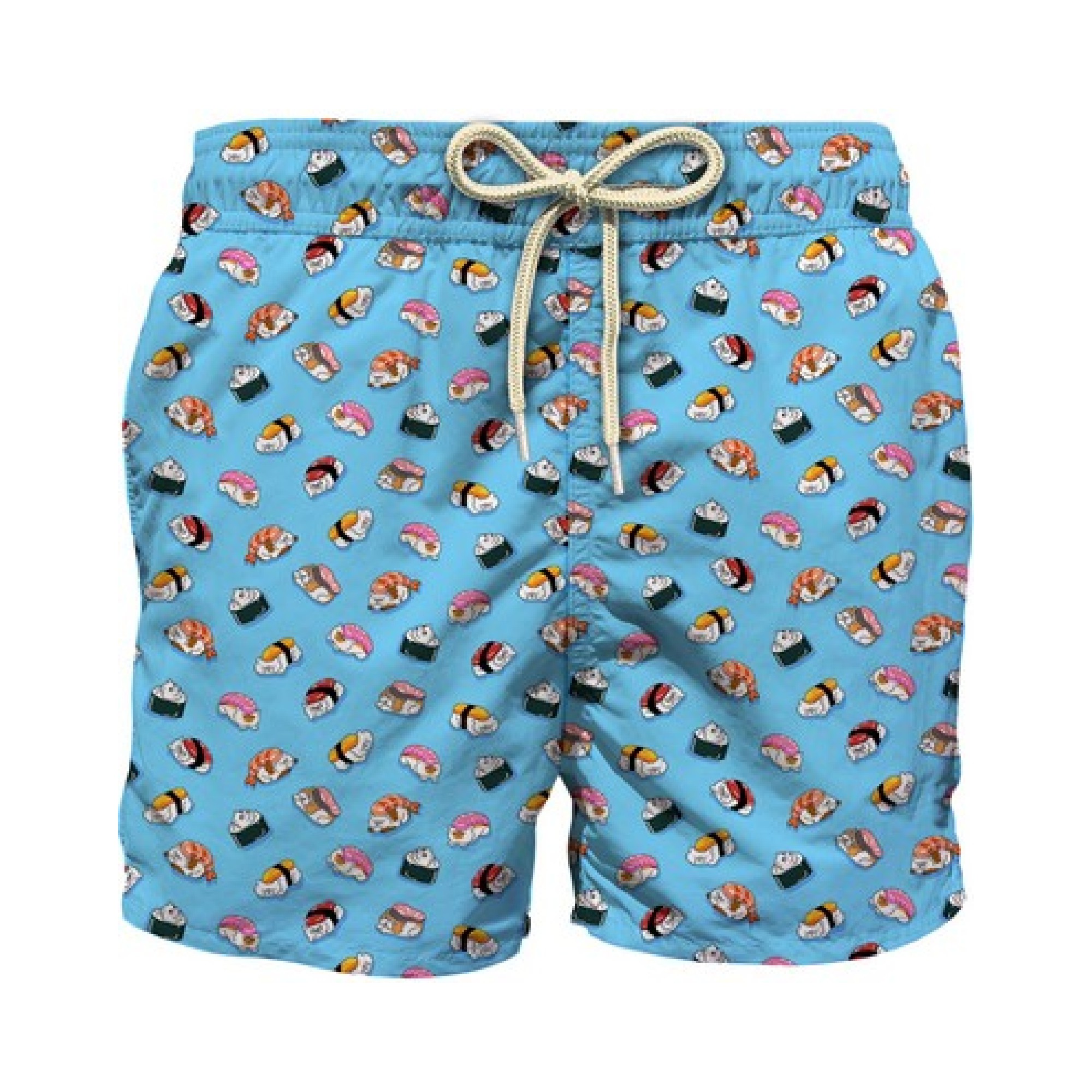SAINT BARTH Costume celeste con motivo sushi all-over bambino