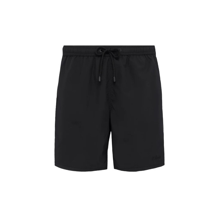 SAINT BARTH Costume nero con logo ricamato bambino