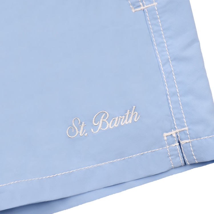 SAINT BARTH Costume celeste con logo ricamato bambino