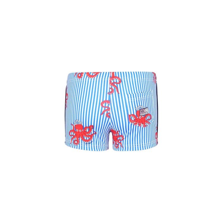 SAINT BARTH Costume a righe azzurre con polpi all-over bambino