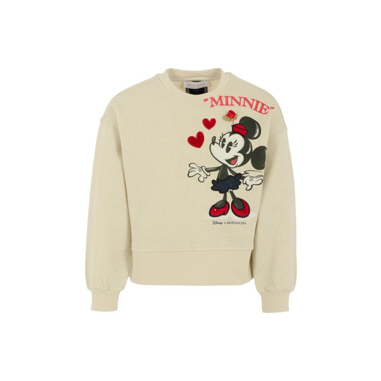 MONNALISA Felpa sabbia stampa Minnie bambina