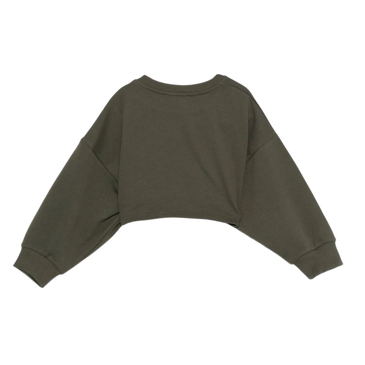 BALMAIN Felpa verde cropped con bottoni bambina