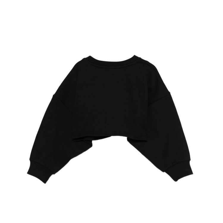 BALMAIN Felpa nera cropped con bottoni bambina