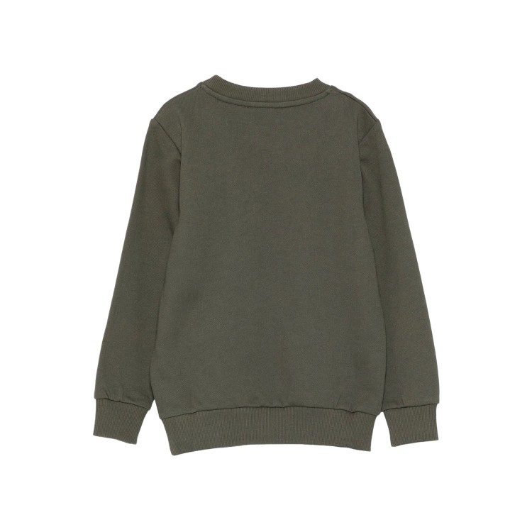 BALMAIN Felpa verde girocollo con logo ricamato bambini