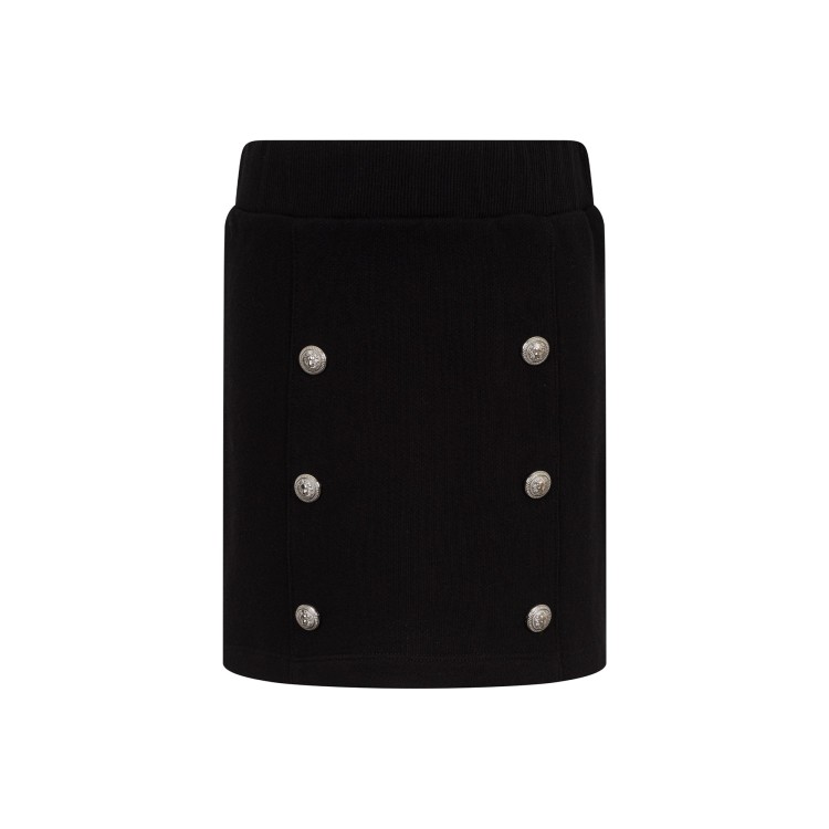 BALMAIN Gonna nera con bottoni logati oro bambina