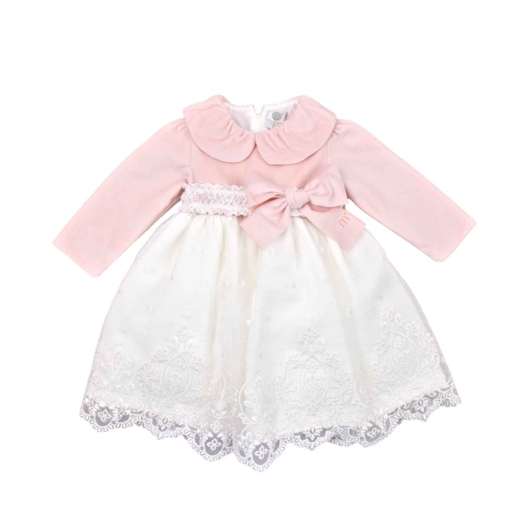 MARLU' Abitino bianco e rosa neonata