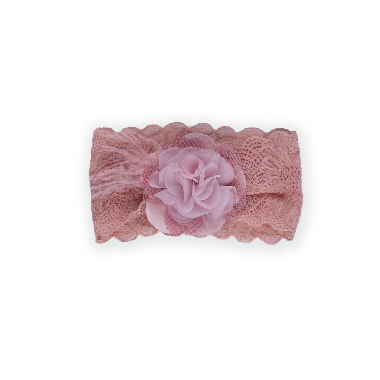 MARLU' Fascetta rosa con fiore marsala neonata