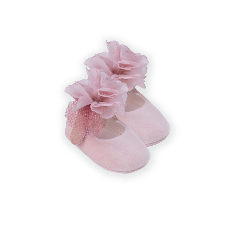 MARLU' Scarpine rosa con fiore neonata