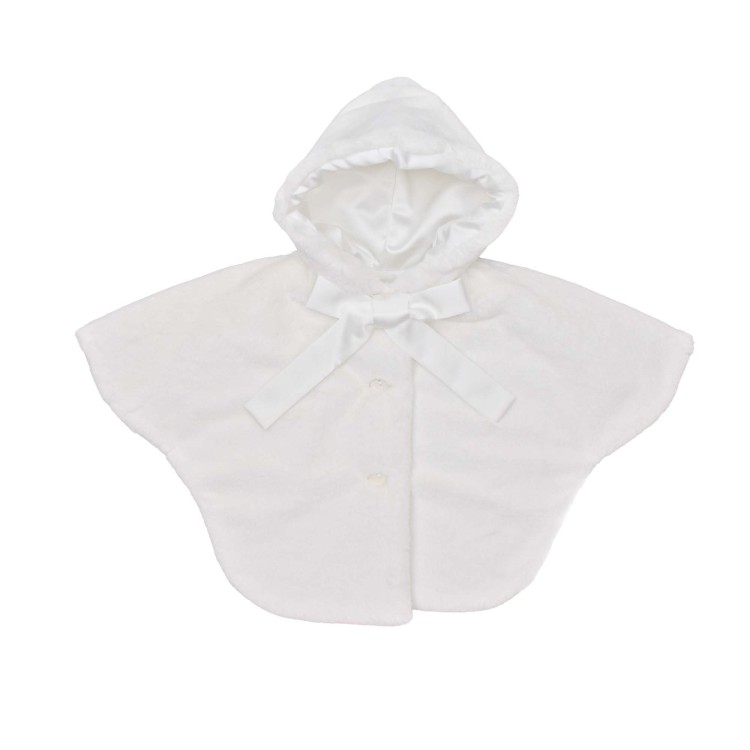 MARLU' Mantellina bianca con cappuccio neonata