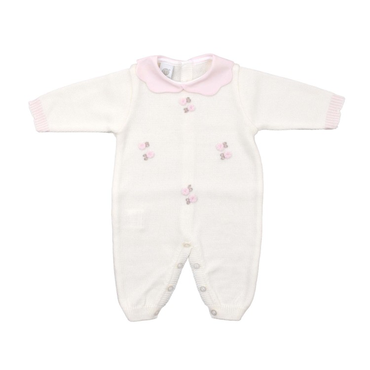MARLU' Tutina bianca con ricami neonata