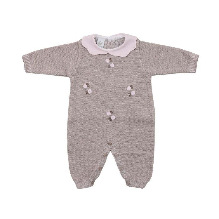 MARLU' Tutina tortora con ricami neonata