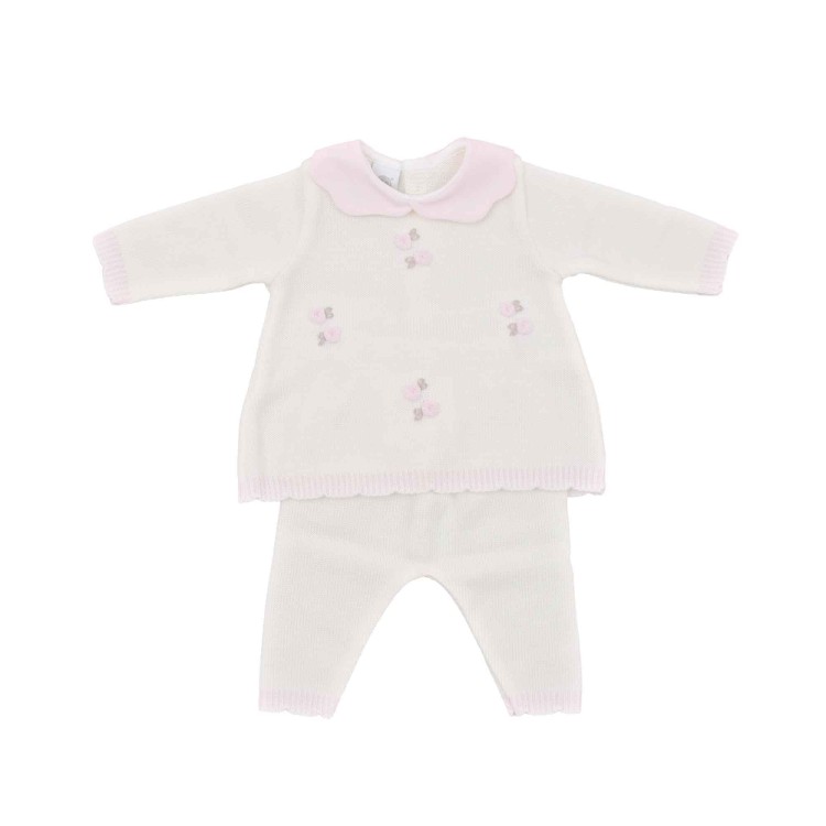 MARLU' Set 2 pezzi bianco e rosa neonata
