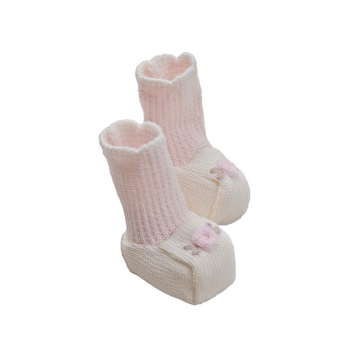 MARLU' Scarpine alte bianche e rosa neonata