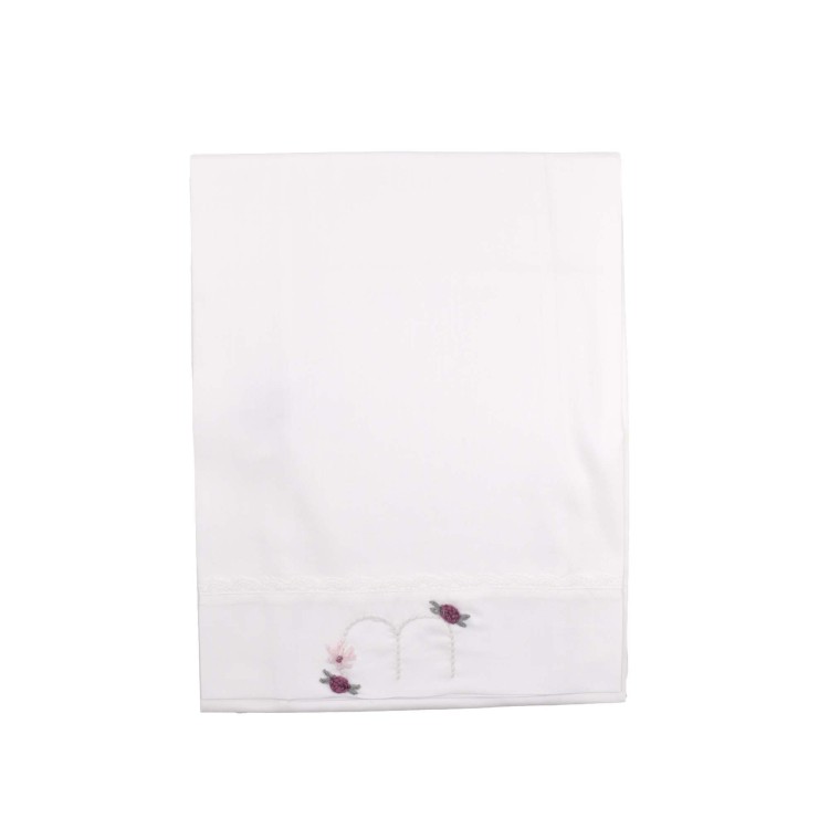 MARLU' Set lenzuolino bianco con logo neonata