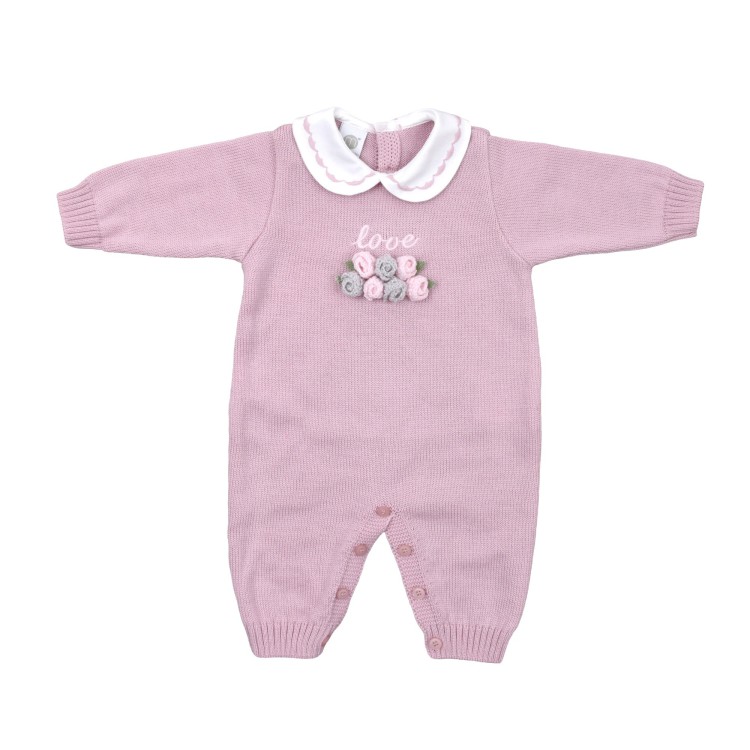 MARLU' Tutina marsala love e roselline neonata