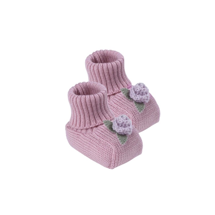 MARLU' Scarpine marsala in filo con fiori neonata