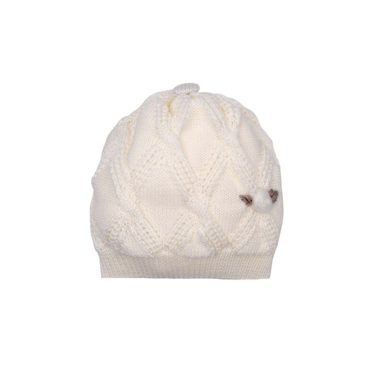 MARLU' Cappellino bianco con fiori neonata