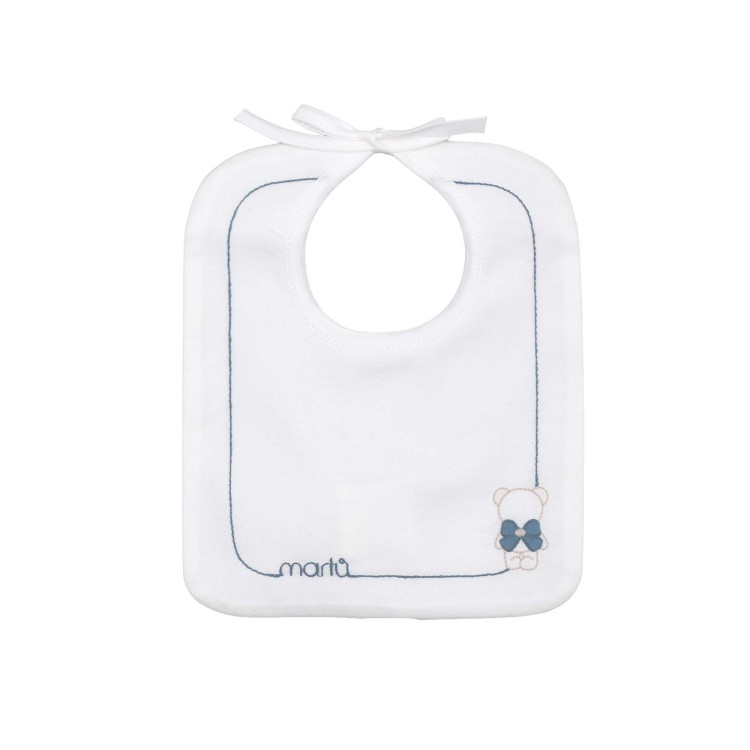MARLU' Bavetta bianca orsetto blu neonato