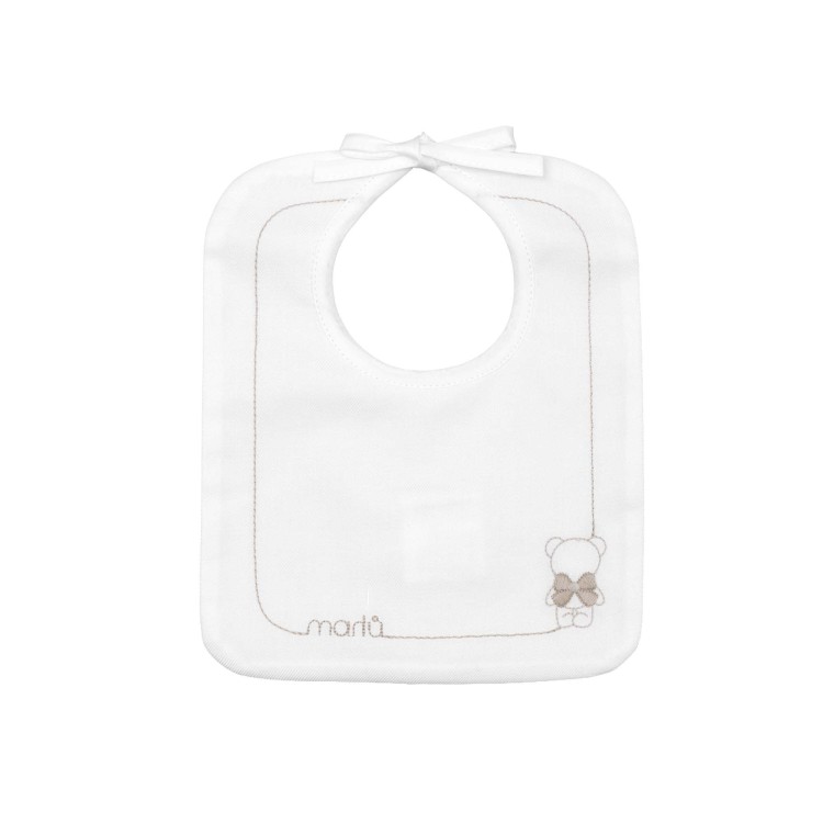 MARLU' Bavetta bianca orsetto beige neonati