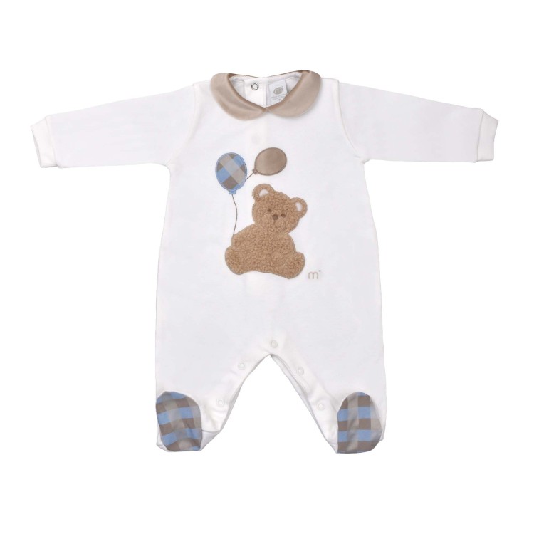 MARLU' Tutina bianca e cielo con orsetto neonato