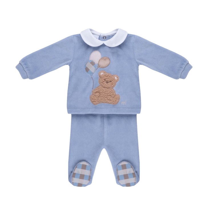 MARLU' Set 2 pezzi azzurro con orsetto neonato