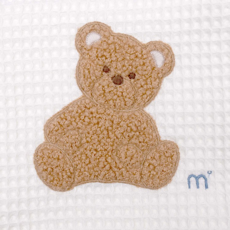 MARLU' Telo fasciatoio bianco con orsetto neonato