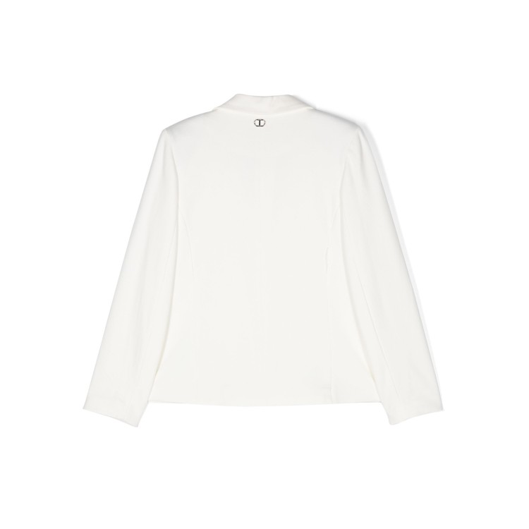 TWIN-SET Blazer bianco monopetto con cintura bambina