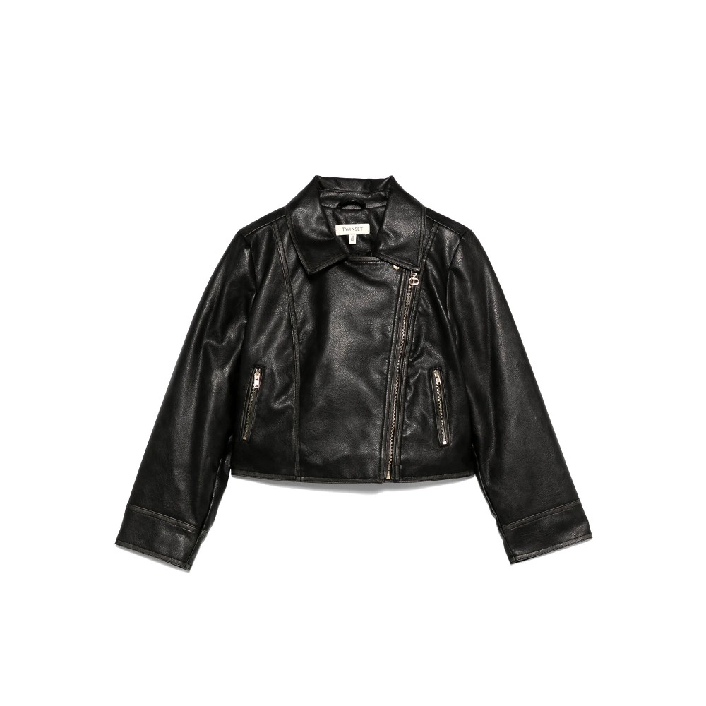 TWIN-SET Giacca biker nera...