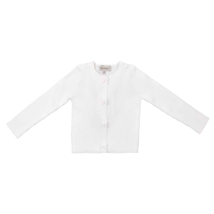 TWIN-SET Cardigan bianco alla coreana bambina