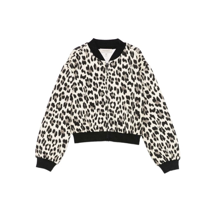 TWIN-SET Felpa leopardata full-zip bambina