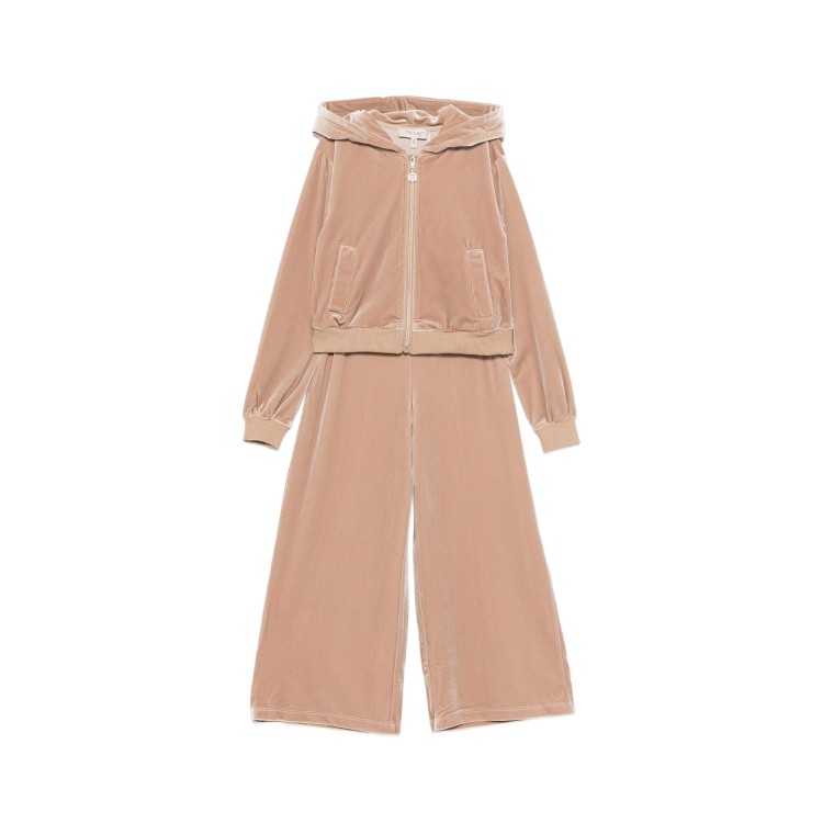 TWIN-SET Tuta beige in ciniglia felpa e pantalone bambina