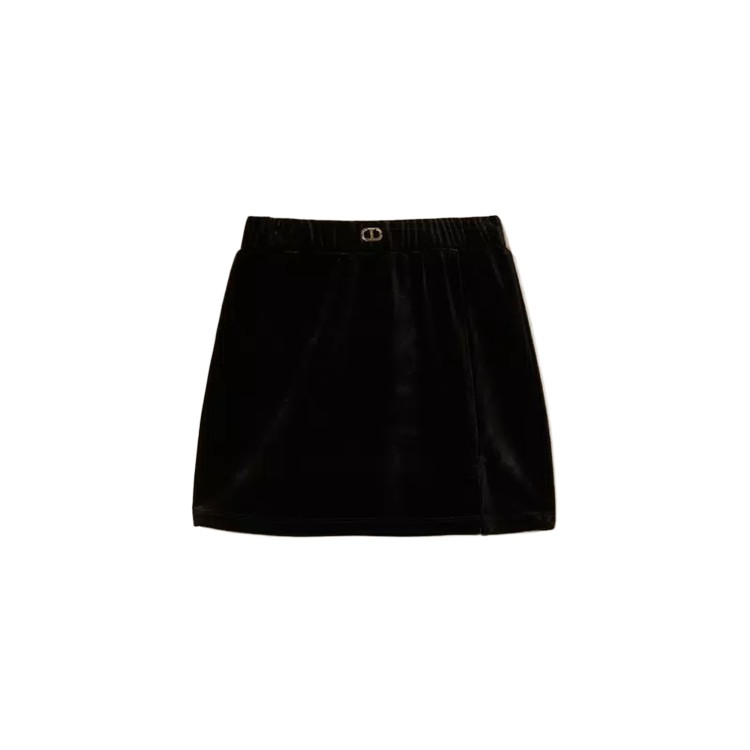 TWIN-SET Minigonna nera in ciniglia bambina