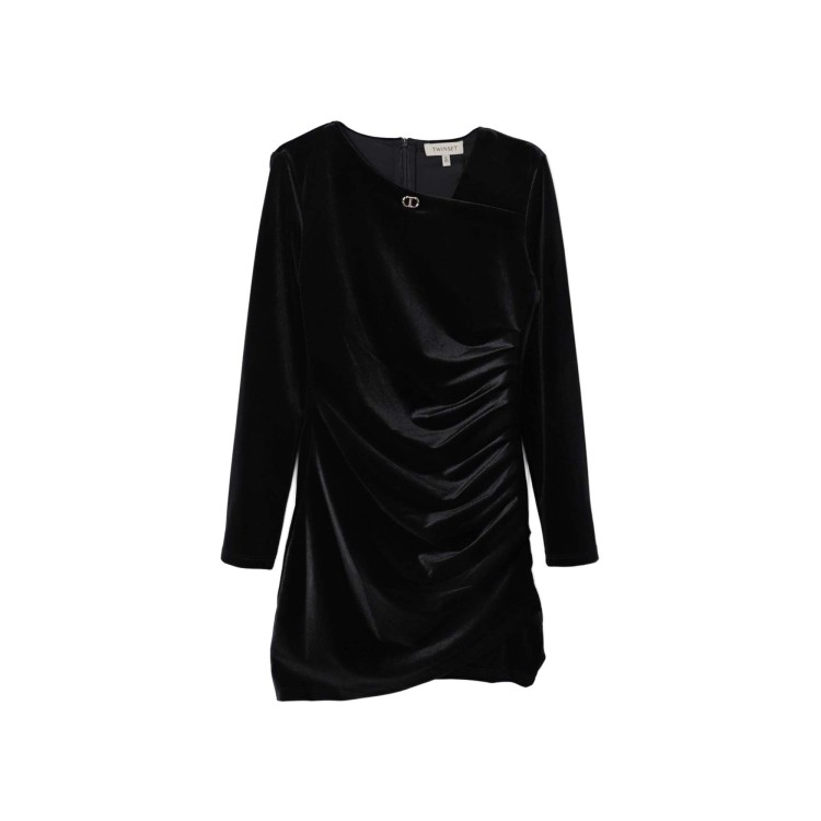 TWIN-SET Abito nero in ciniglia drappeggiato bambina