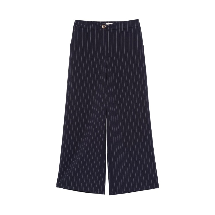 TWIN-SET Pantaloni palazzo navy gessati bambina