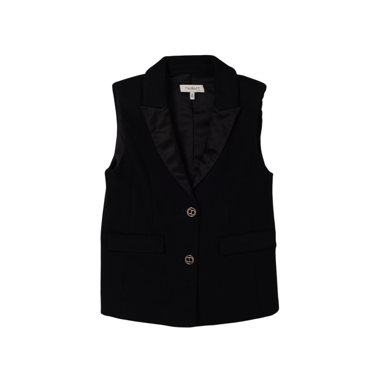 TWIN-SET Gilet nero doppiopetto bambina