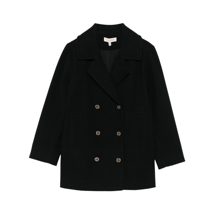 TWIN-SET Cappotto nero doppiopetto bambina