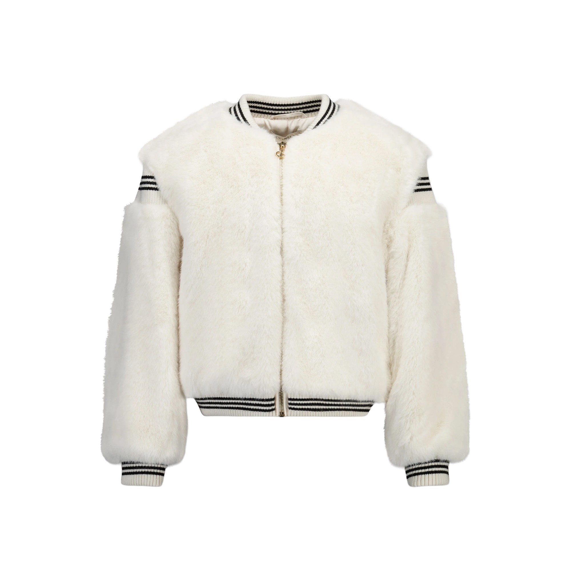 TWIN-SET Bomber bianco di finta pelliccia bambina