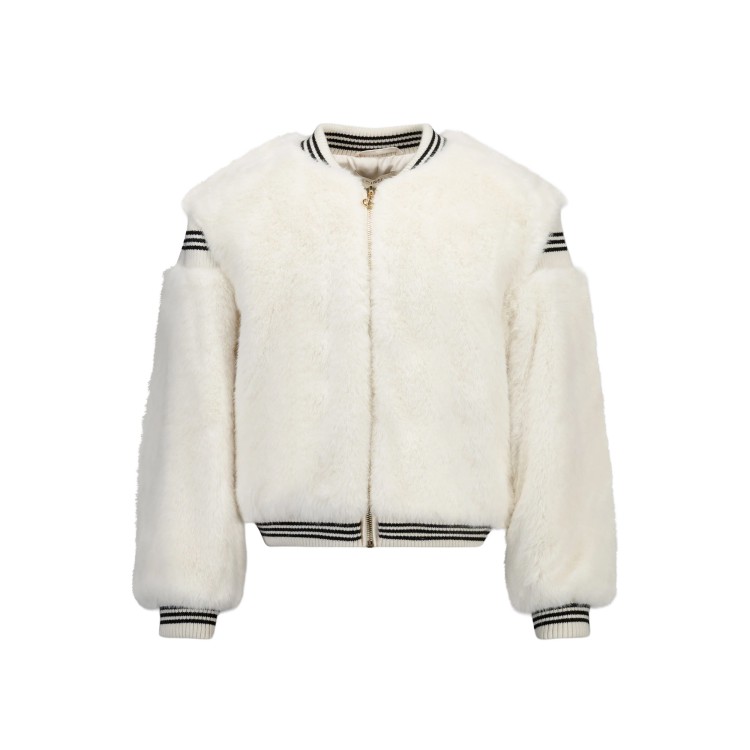 TWIN-SET Bomber bianco di finta pelliccia bambina