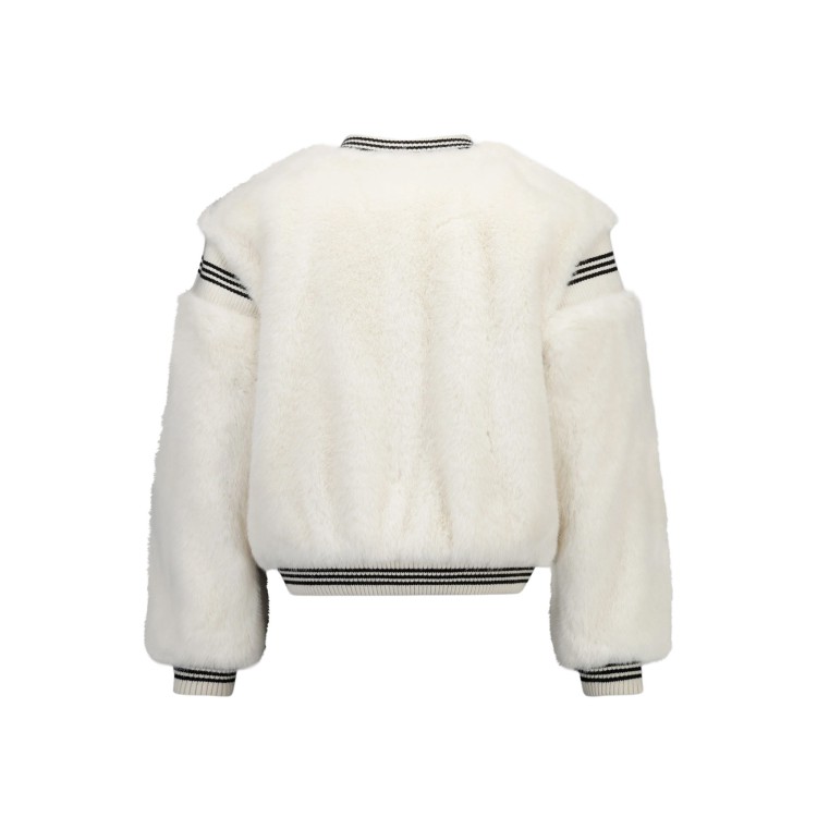 TWIN-SET Bomber bianco di finta pelliccia bambina