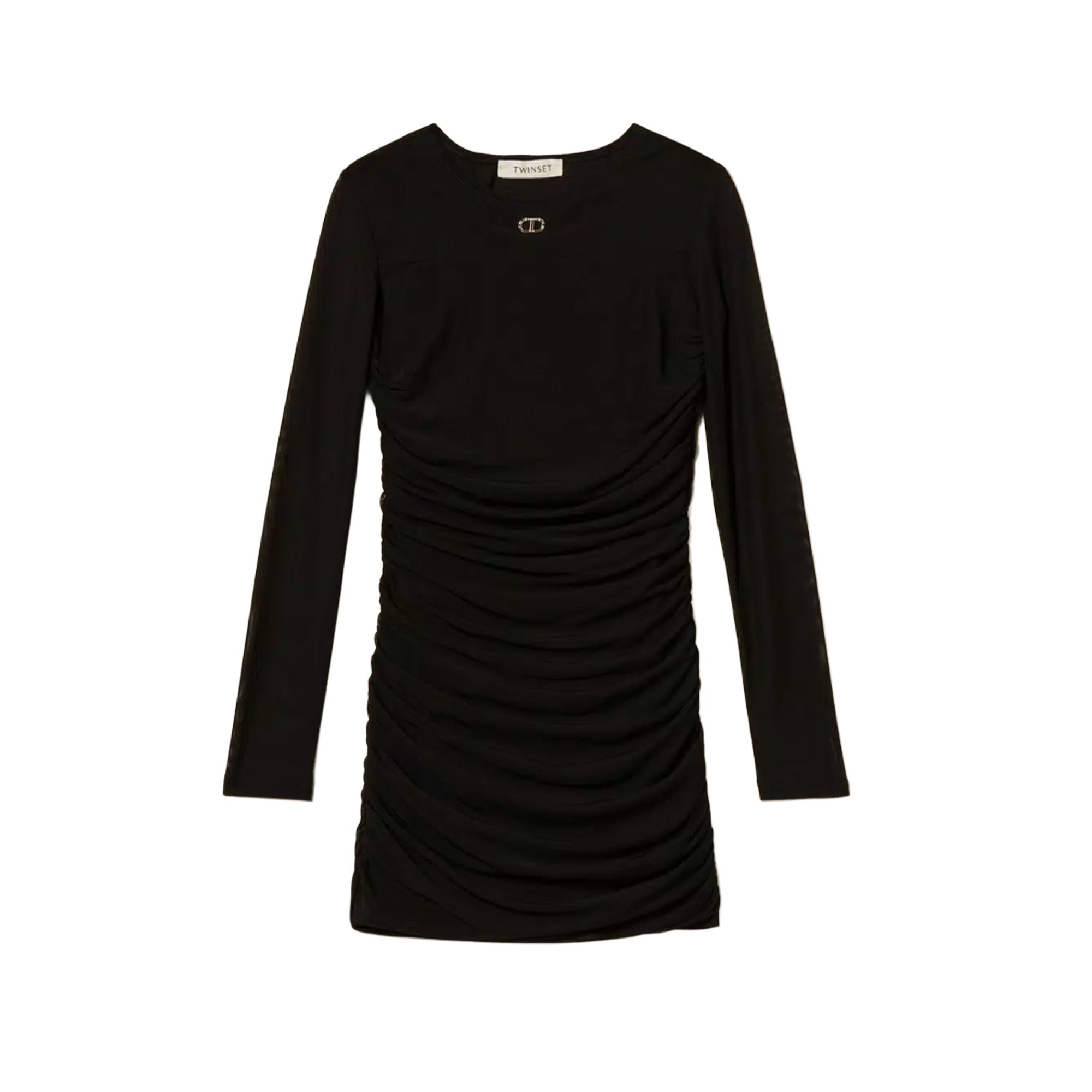 TWIN-SET Abito nero in tulle drappeggiato bambina