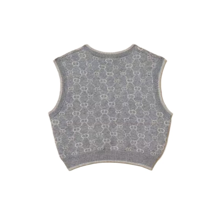 TWIN-SET Gilet corto grigio con logo all-over bambina