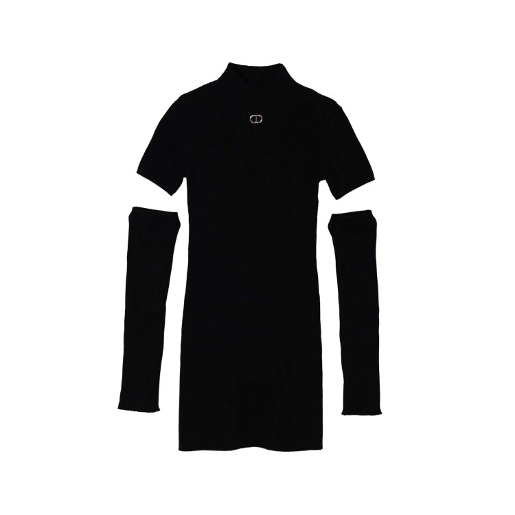 TWIN-SET Abito nero con manicotti bambina