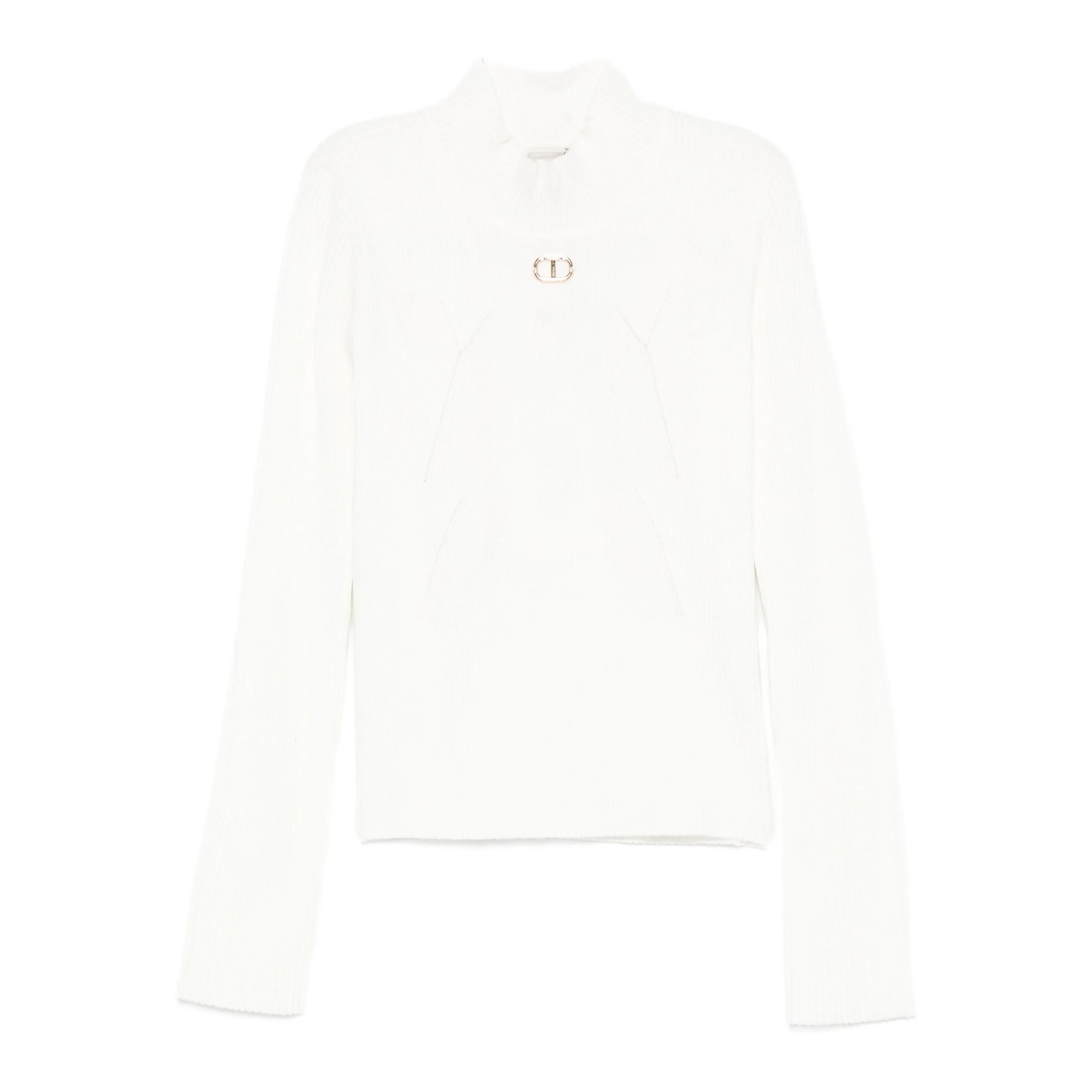 TWIN-SET Lupetto bianco in maglia a costine bambina