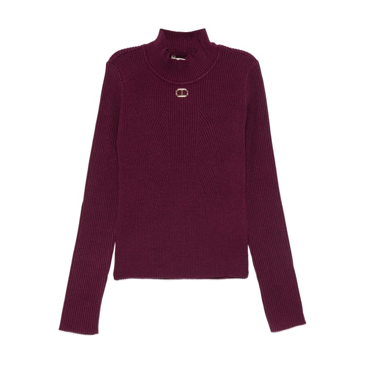 TWIN-SET Lupetto burgundy in maglia a costine bambina