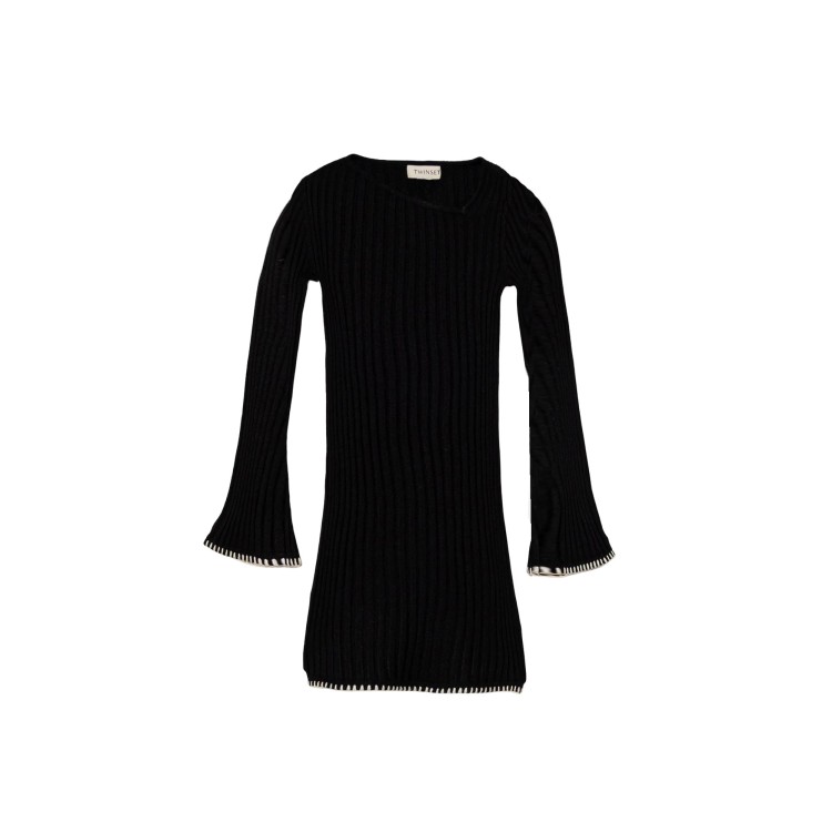 TWIN-SET Abito nero a coste asimmetrico bambina
