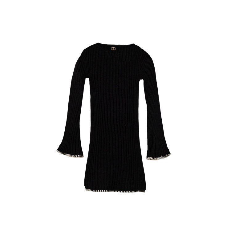 TWIN-SET Abito nero a coste asimmetrico bambina