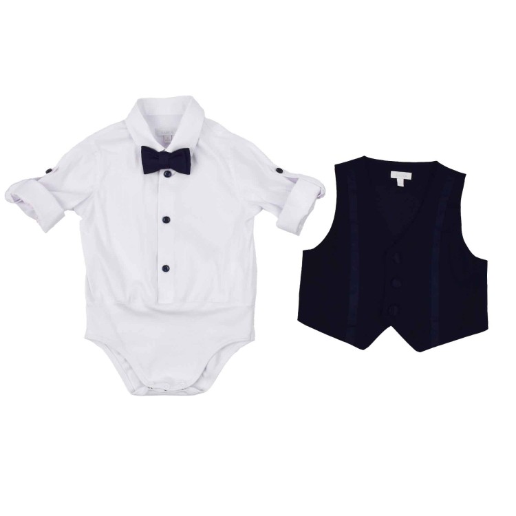BABY A Completo blu navy con gilet e shorts neonato