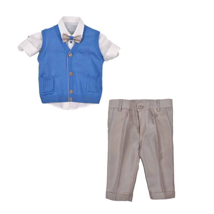 BABY A Completo con gilet in filo e pantaloni neonato