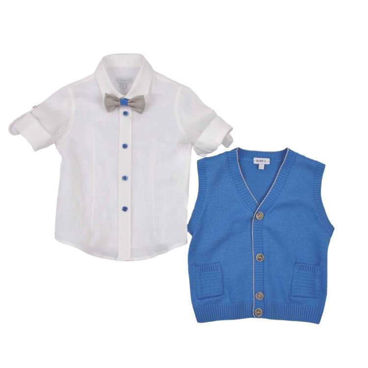 BABY A Completo con gilet in filo e pantaloni neonato